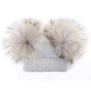 秋冬宝宝帽子安哥拉兔绒男女儿童帽1-6岁ins保暖小童帽子针织洋气