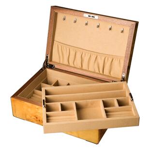 夭桃（饰品）水晶钢琴烤漆木质双层首饰盒木制珠宝收纳收藏盒带锁