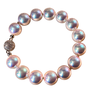 天然澳母贝珍珠手链满锆钻扣头小众轻奢高级感手串