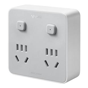 公牛正斜五孔插座面板明装带开关一转多扩展器86型魔方插排插线板