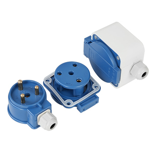 华峰梅峰摔不烂卧式工业插头插座单相三相四线插头插座440V16A32A