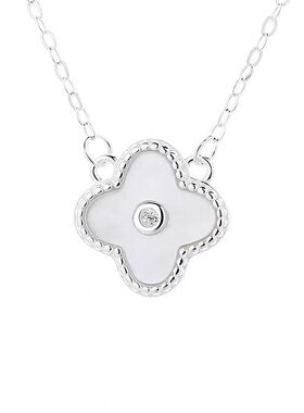 S925纯银天然白贝母四叶草五花手链女新款百搭轻奢高级感项链女潮