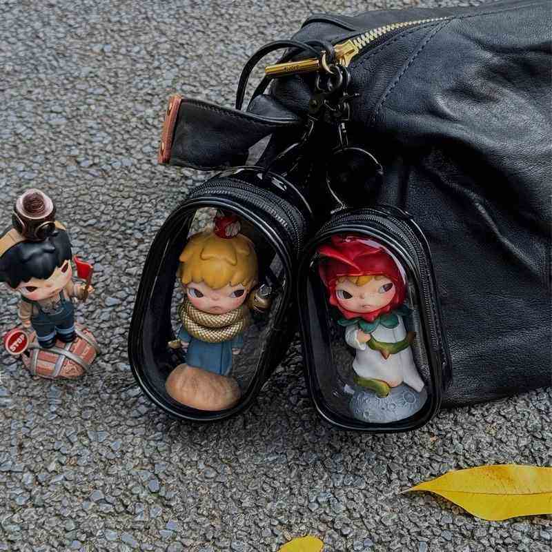 泡泡玛特盲盒收纳痛包透明pvc防尘袋小野小王子手办外出展示娃包