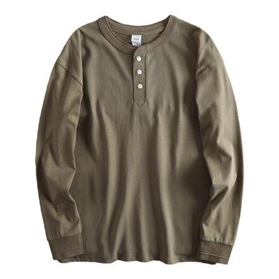 重磅纯棉亨利衫长袖t恤