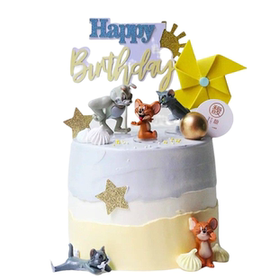 猫和老鼠儿童生日蛋糕装饰摆件杰瑞汤姆猫手办甜品台烘焙公仔玩偶