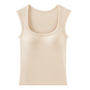 方领背心女夏外穿2026新款吊带带胸垫内搭遮副乳宽肩打底无袖上衣
