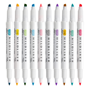 新色日本ZEBRA斑马荧光色笔WKT7自然温和色系淡色双头彩色记号笔学生手帐用做笔记划重点考研人标记笔可叠色