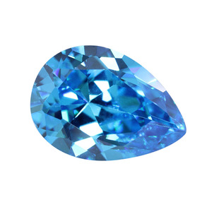 海蓝天蓝色立方氧化锆石梨形裸石 人造蓝宝石尖底CZ钻水滴形主石
