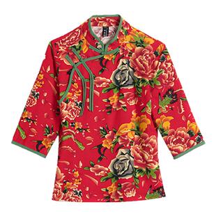 复古文艺民族风大花布棉麻套装女修身显瘦上衣直筒型阔腿库两件套