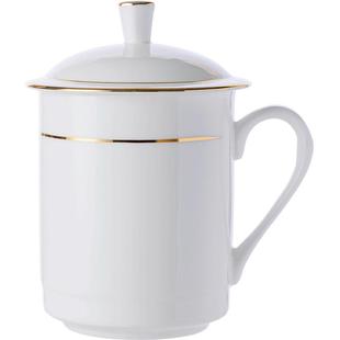 泡茶骨瓷会议杯子景德镇陶瓷办公室茶杯老干部茶杯带盖带把水杯