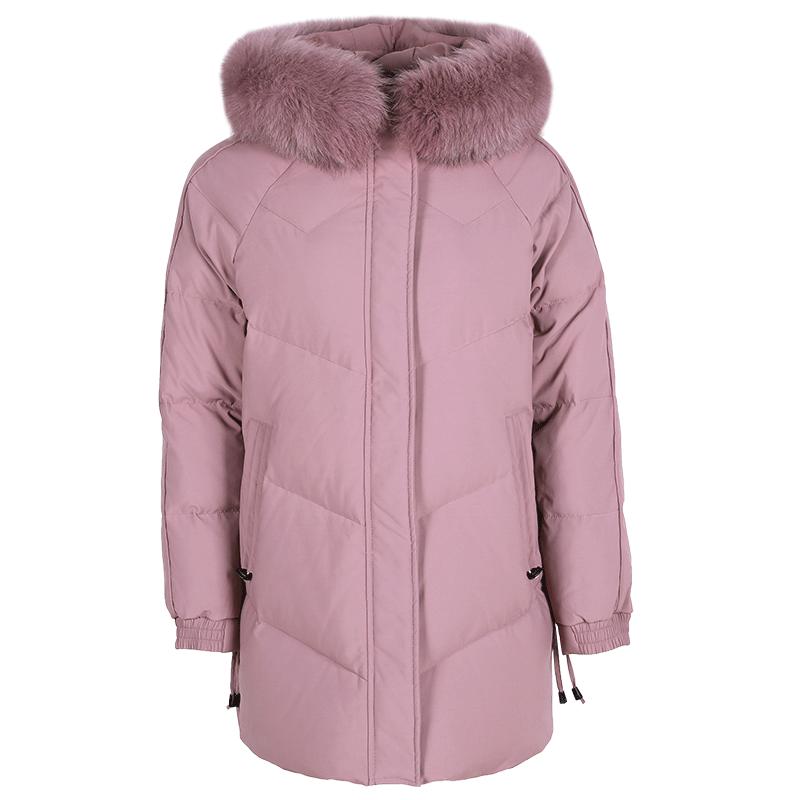 鸭鸭羽绒服中老年女狐狸毛领外套