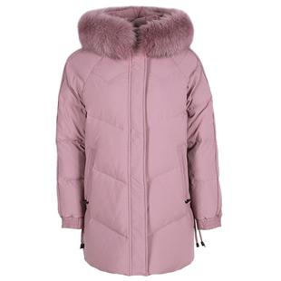 鸭鸭羽绒服中老年女款2025年妈妈装中长款狐狸毛领宽松保暖外套C