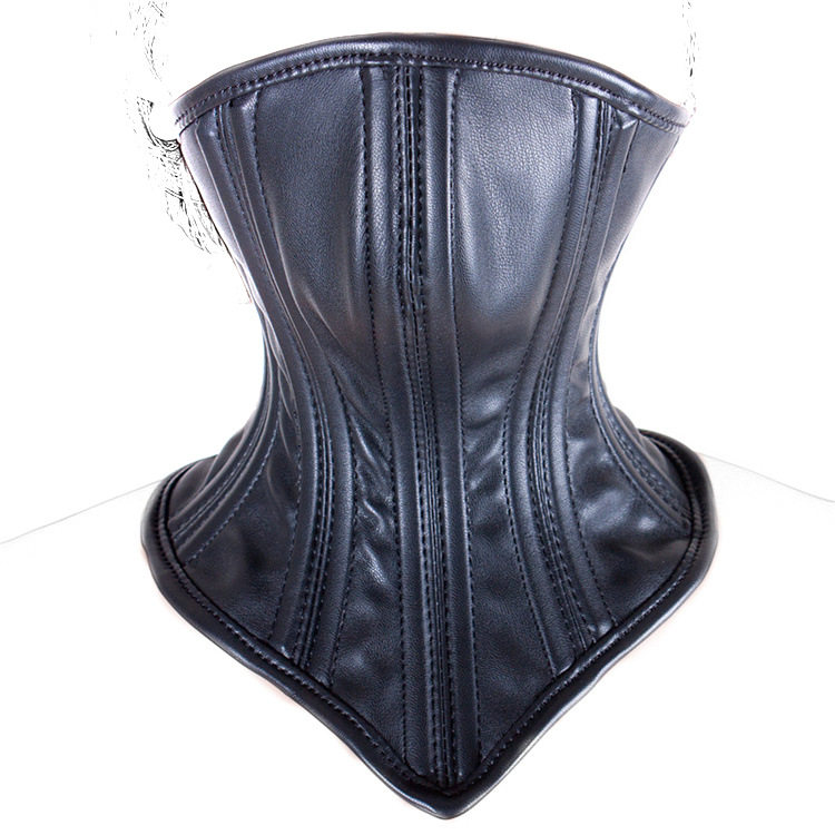 thumbnail for Cosplay Dress Up Black Noble Bag Chin Collar Neck Sleeve Dog Slave Femdom Bondage Neck Collar Punk Circle