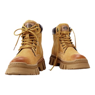 Dickies大黄靴马丁靴男2026新款冬季加绒男鞋厚底增高工装靴子男