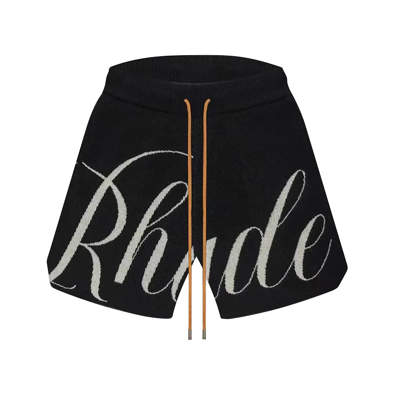 RHUDE美式休闲针织嵌花字母短裤