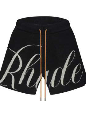 RHUDE美式休闲针织嵌花字母短裤