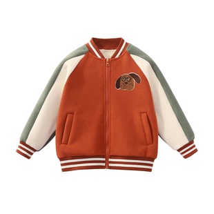班吉鹿童装新款儿童奥粒绒外套棒球服25秋冬大童加绒加厚保暖外套