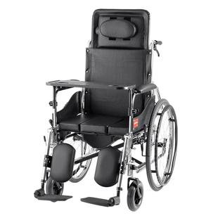 鱼跃轮椅车折叠轻便老人专用带坐便器瘫痪护理代步手动推车H008B