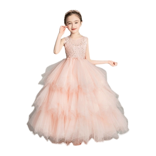 公主裙女童夏季高端花童婚礼小女孩走秀晚礼服小主持人钢琴演出服