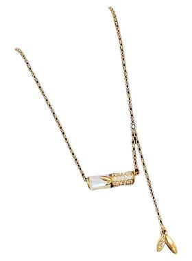 金色竹节锆石吊坠新中式项链轻奢