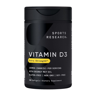 SportsResearch 5000IU维生素D3补钙促吸收备孕中老年成人SR素vd3