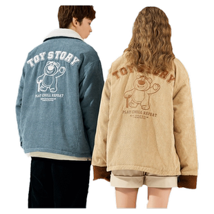 唐狮冬季情侣外套灯芯绒仿羊羔绒美拉德外套男女厚实保暖情侣装