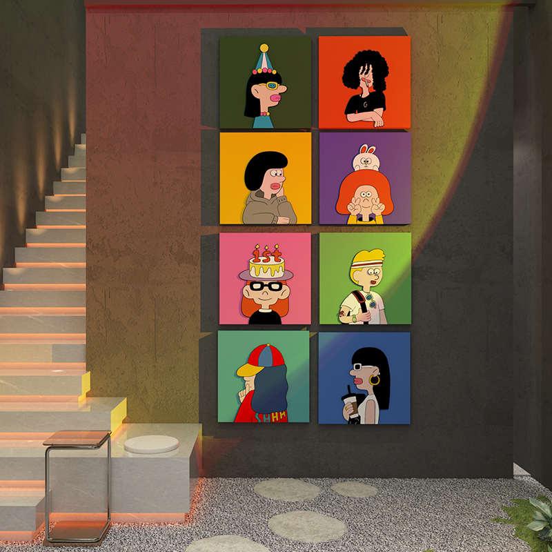 网红拍照区布置打卡背景咖啡厅奶茶店铺墙壁面装饰品摆件氛围挂画