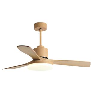 北欧实木风扇灯卧室家用客厅原木吊扇灯餐厅简约变频一体风扇吊灯
