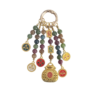 新年礼物创意如意锁钥匙扣水晶汽车手机防丢珠串手提链条短挂绳女