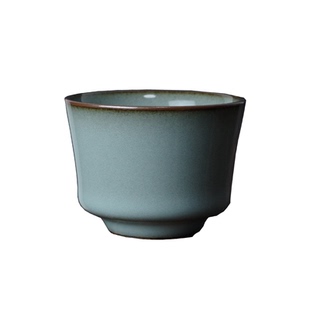 王文龙泉青瓷茶杯 粉青釉铁胎紫口铁足手工茶道杯 温润如玉品茗杯
