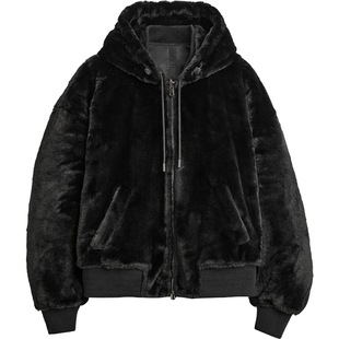 柜699！秋冬款男装美式连帽加绒两面穿夹克仿皮草加厚外套0993400