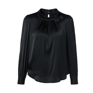 马天奴春夏新款法式立体花朵衬衫长袖衬衣上衣含蚕丝气质女装气质