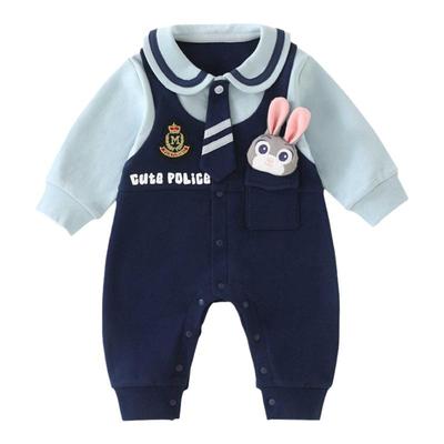 婴儿初春连体衣春装超萌兔子警官衣服宝宝春季可爱外出服幼儿爬服