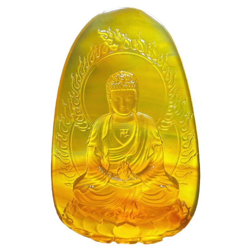 纯天然琥珀蜜蜡大日如来吊坠项链