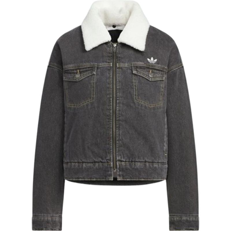 adidas阿迪达斯三叶草女子运动休闲翻领牛仔棉服外套KB5449