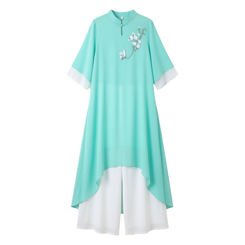 中国风文艺复古春夏装改良汉服禅服女仙气飘逸长裙茶服禅意连衣裙