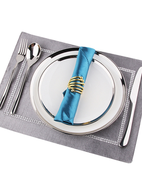 轻奢样板间摆台宽金边陶瓷餐盘