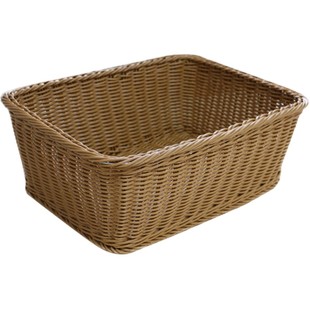 铁圈手工长方形仿藤编面包篮子 长方形深筒水果篮菜篮大收纳框盆