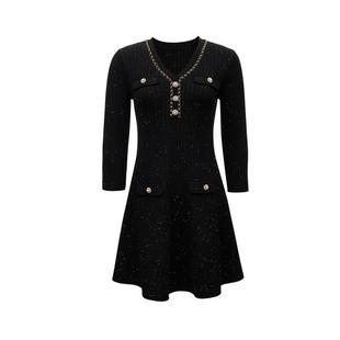 绫致Vero Moda连衣裙25春季新款链条亮片七分袖针织连衣裙