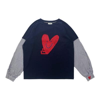 iaiammo手绘卡通笑脸拼接童长袖