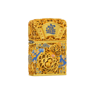 【新年礼物】zippo打火机节节高升花丝金镶玉正品煤油防风收藏