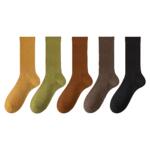 棉次元袜子女纯棉中筒袜牛油果绿保暖棉袜防臭吸汗秋冬季无骨长袜