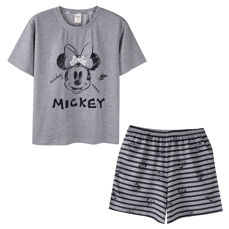 Disney/迪士尼夏季新款女短袖短裤带胸垫卡通舒适休闲家居服0401