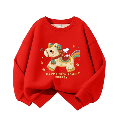 史努比男童拜年服儿童加绒卫衣冬