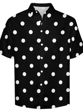男士波点印花短袖上衣