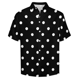 Men's polka dot printed short sleeved top波点印花短袖上衣男