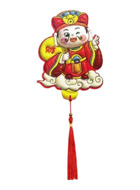 蛇年摇头晃脑财神爷冰箱贴磁贴招财喜庆动耳朵财神镭射炫彩挂饰贴