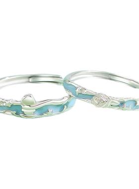 小王子与玫瑰对戒顿银s925