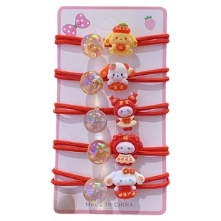 可爱红色儿童发圈小女孩绑马尾橡皮筋kt猫小学生高弹力扎头发绳