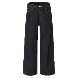 BurnBro美式复古丹宁原牛赤耳红边牛仔裤男潮牌宽松直筒休闲长裤